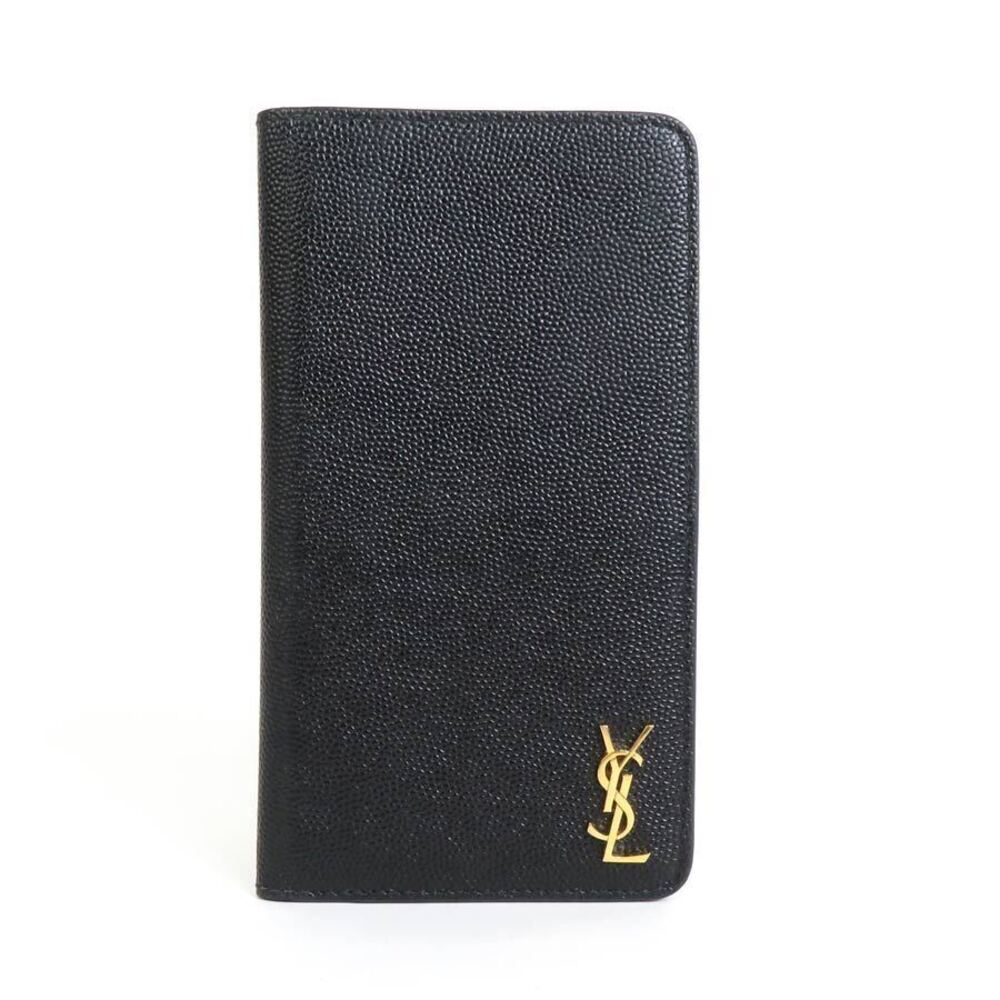 Saint Laurent iPhone Pro Leather Phone Case Cover Black Gold
